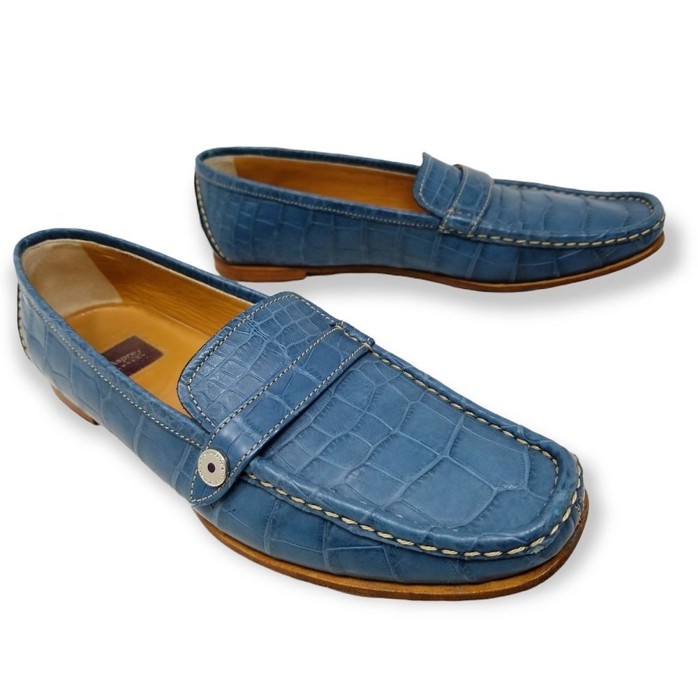Asprey London Blue Alligator Pattern Womens Mocassin Loafer from the Casual US 6